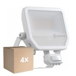 Lot 4x Ledvance Projecteur LED Aluminium Blanc 41W 6000lm 100D - 840 Blanc Froid | IP65 - Détecteur de Mouvement et de Lumière - Symétrique
